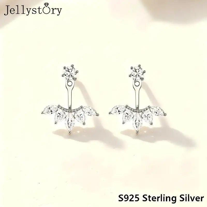 Jellystory S925 Silver Full Moissanite Ear Cuff Marquise Drop Earrings Light Luxury Fashion Niche High End Women Trendy Jewelry view 2
