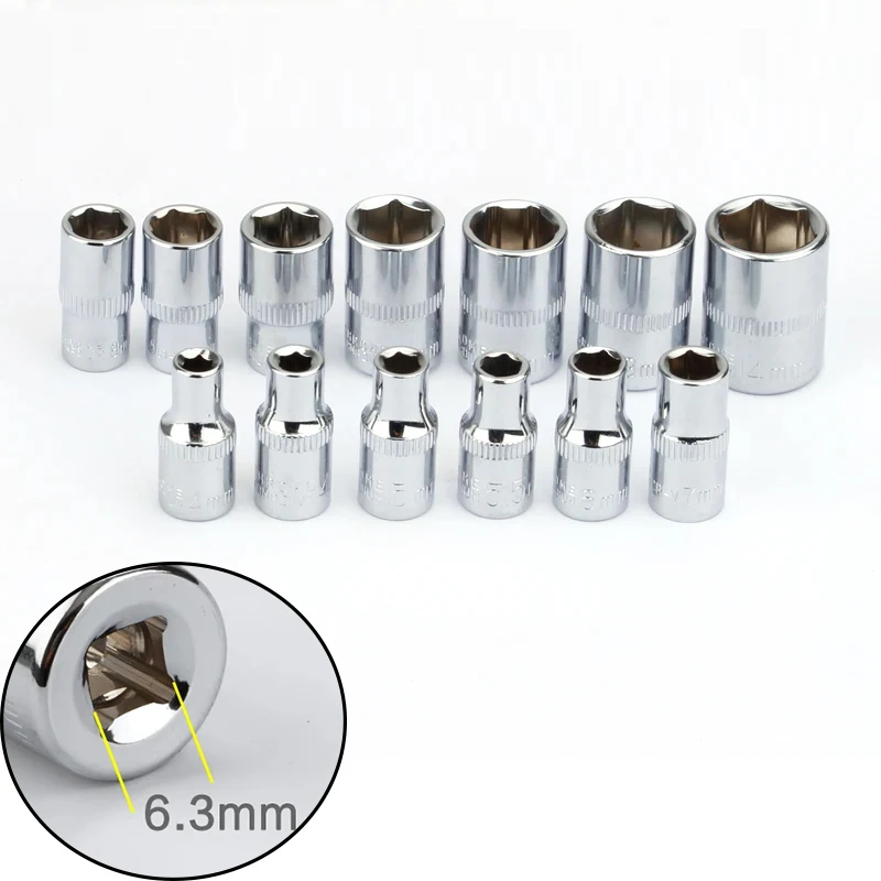 

13Pcs 1/4" 4 4.5 5 5.5 6 7 8 9 10 11 12 13 14mm Socket Wrench Set Hex Metric 6 Point Socket Head Bit Sleeve Kit