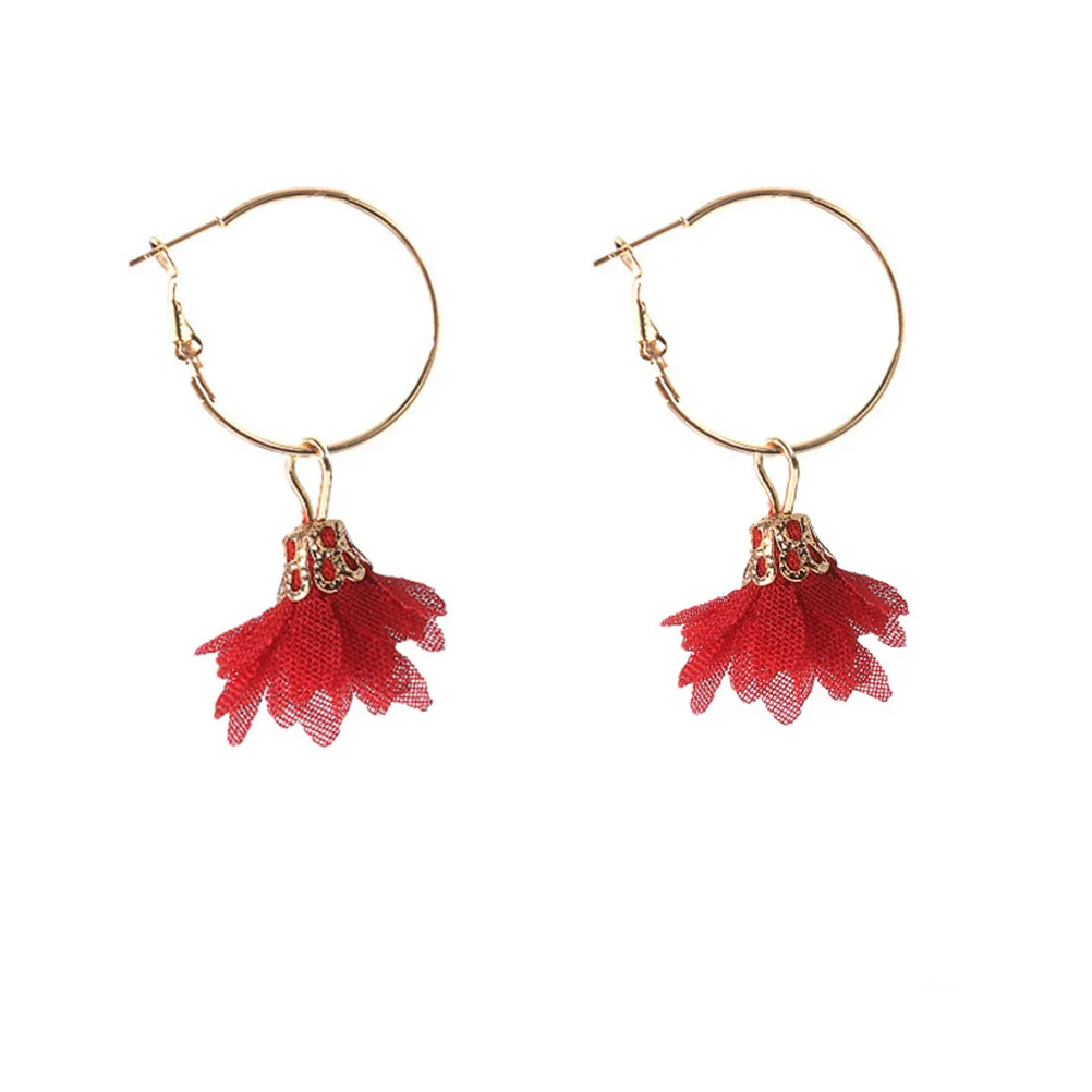 

20 Pcs Charms Chiffon Flower Pendant DIY Petal Design Jewelry Accessories Hanging Ornament Long