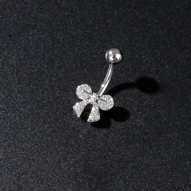 Anel de piercing de barriga sexy para mulheres, borboleta de aço inoxidável-flor Nexus, joias da moda corporal