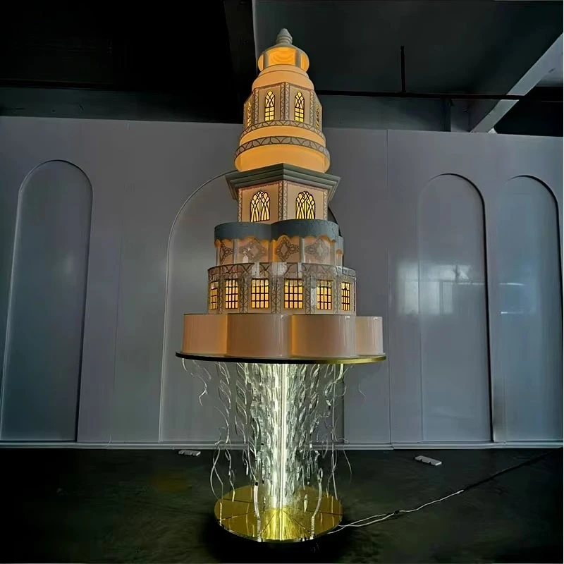 Acrylic Castle Light 3D Pattern Multilayer Cake Light Wedding Party Ornaments