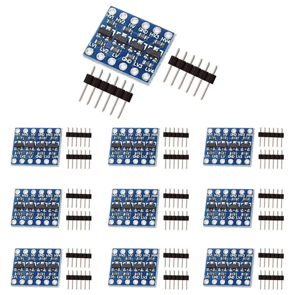 10pcs Level Shifter 3.3V 5V 4 Channels IIC I2C Logic Level Converter Bi-Directional Module 3.3V to 5V Shifter for Arduino