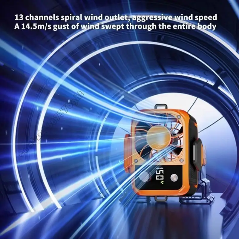 محمولة مقطع مقطع مروحة صغيرة معلقة مروحة مروحة يمكن ارتداؤها حزام الخصر مقطع القابلة لإعادة الشحن #4