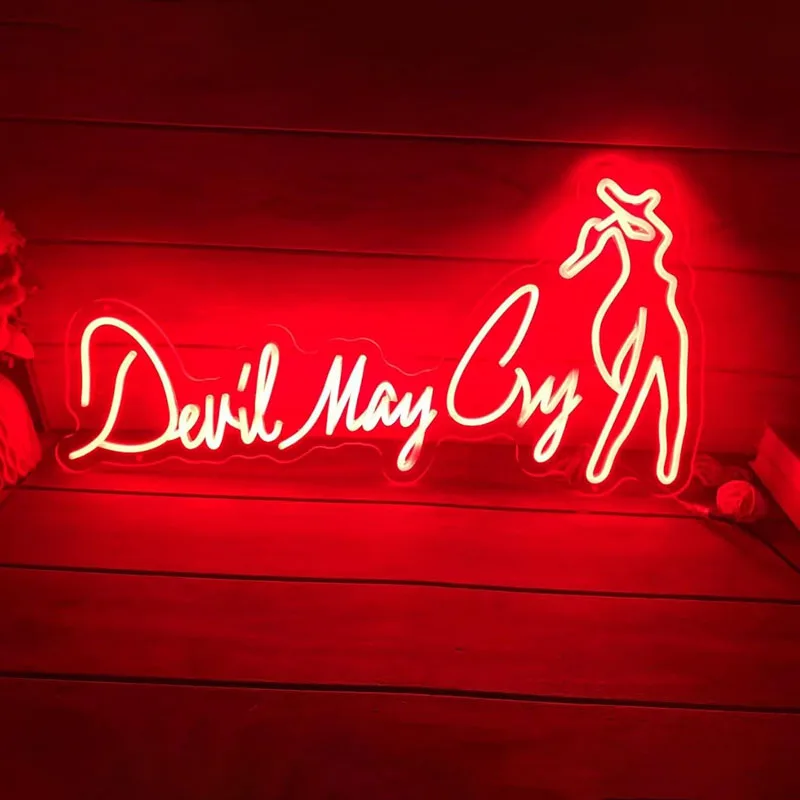 Devil May Cry Neon Sign LED Devil May Cry Wall Art Video Game Sign Bar Neon Lights for Bedroom Gameroom Christmas Birthday Gift.