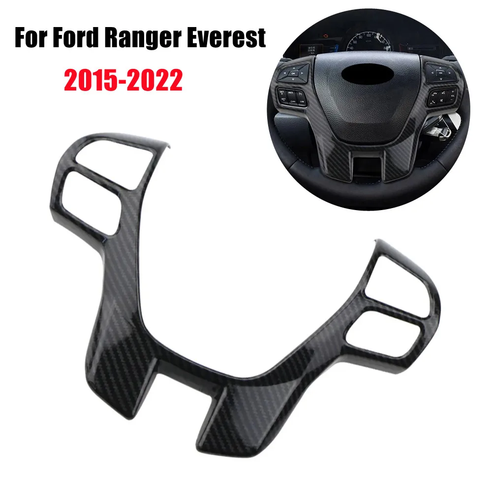 

1PCS For Ford Everest Ranger 2015-2022 Front Steering Wheel Trim Panel Cover Frame Sticker Interior Molding Car Decoration