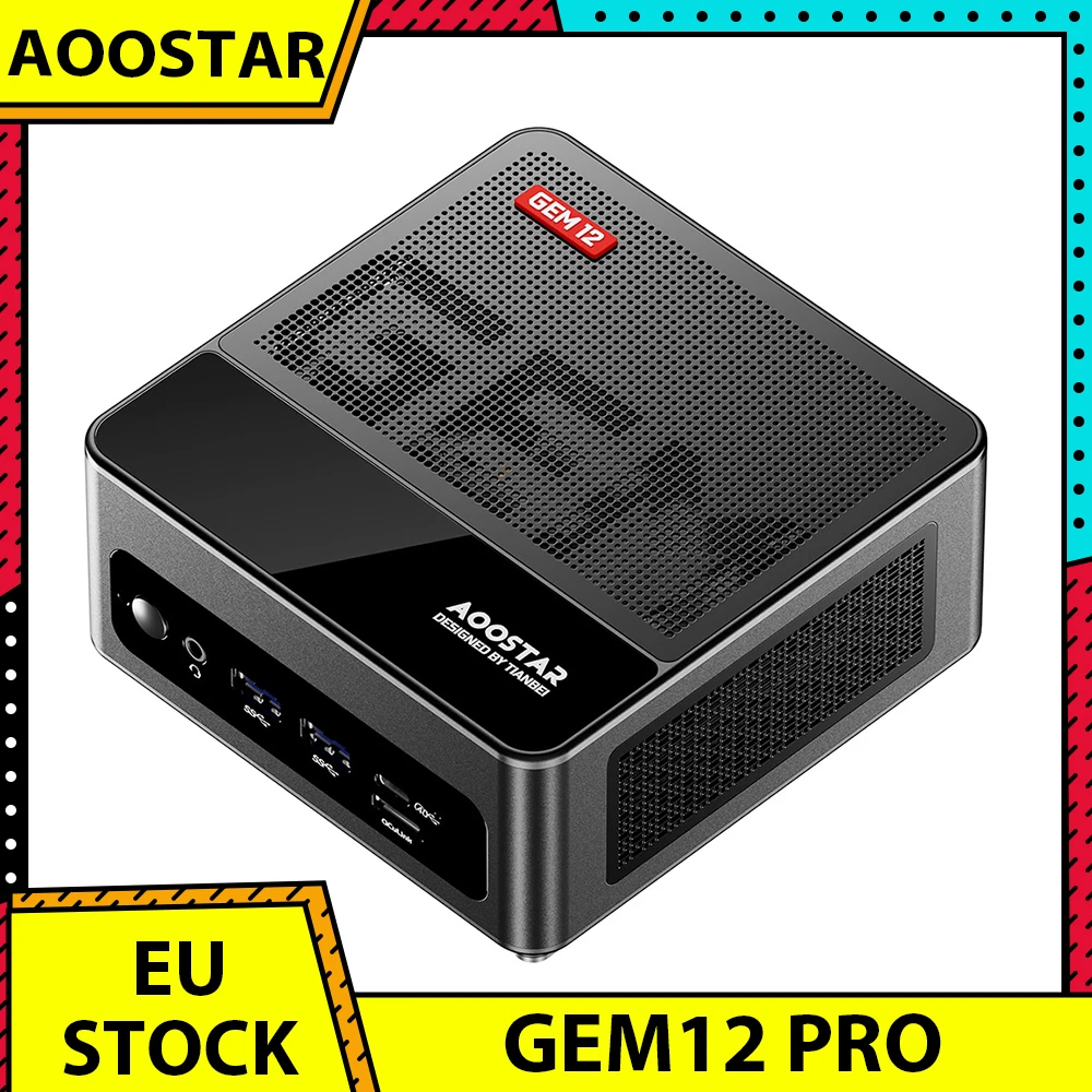 AOOSTAR GEM12 PRO Mini PC, AMD Ryzen 7 8845HS 8 Core Up to 5.1GHz, 32GB DDR5 RAM 1TB PCle 4.0 SSD, WiFi 6 Bluetooth 5.2