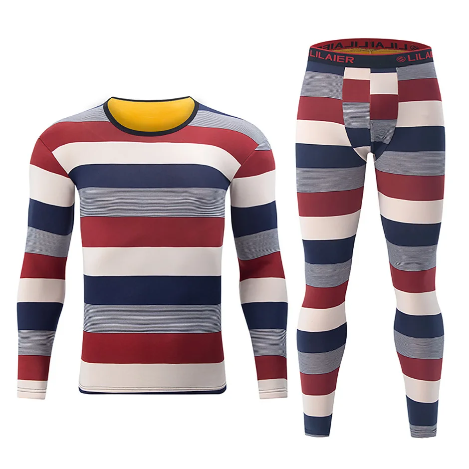 Herren Herbst-Winter Thermo-Unterwäsche-Set Goldenes Fleece Verdickte Europäische und US-Größen Modisch Bedruckte Lange Unterhosen Warme Basisschicht Oberteil – Detail 6