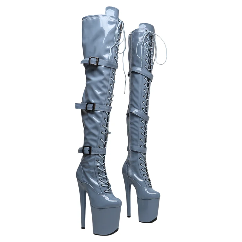 

Leecabe 20CM/8inches Patent PU Trendy fashion High Heel platform party stripper heel Pole Dance boots