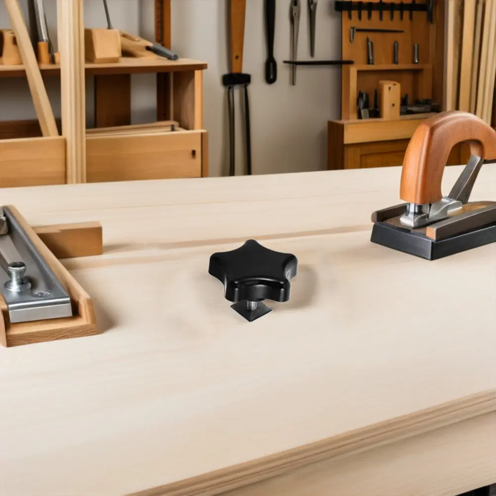 

2Pcs Star Threaded Knobs Black M6 Thread Square Washer Rv Awning Brace Knobs Plastic Clamping Handle Camper Awning Support