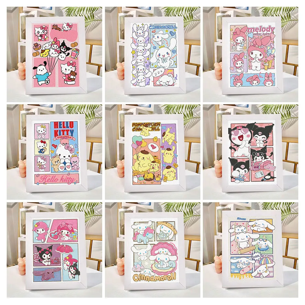 Sanrio Diamond Painting New Medody Kuromi Full Round Diamond Mosaic Art 5D DIY Cross Stitch Kits Home Decor with Frame