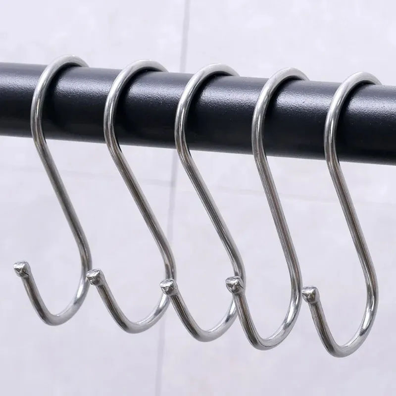 5/10/20PCS S-Shape Hook Stainless Steel Clothes Bags Towels Hanging Holder Kitchen Bathroom Railing Hanger Organizer S Hook