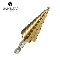 Foret étagé HSS en titane revêtu de vitesse, coupe-trou conique en acier, foret étagé hexagonal, 4-22mm