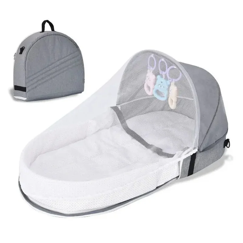 Babybed Wieg Handig opvouwbaar anti-crush middenbed met klamboe Comfortabel matras Reiswieg voor pasgeboren kamperen