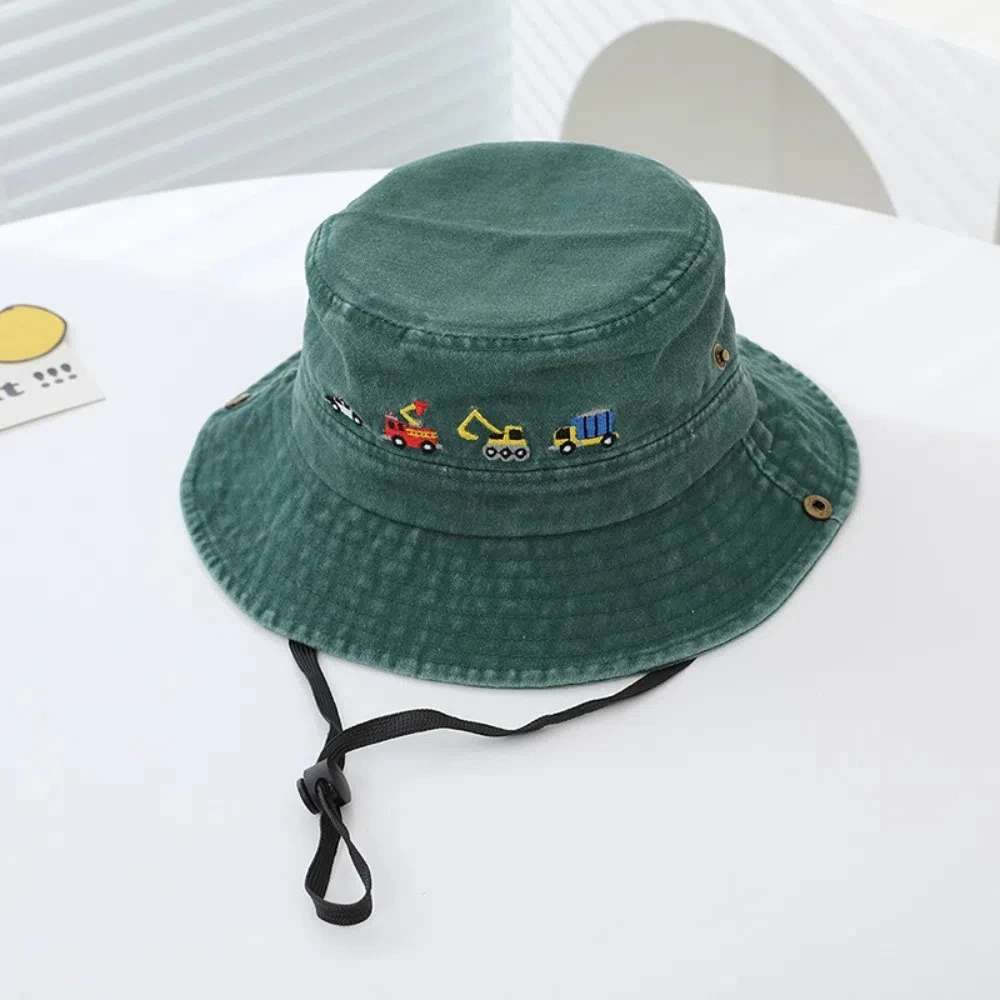 

Детские шапки с милой вышивкой, дышащая регулируемая рыбацкая шапка, однотонная детская панама для детей от 2 до 6 лет