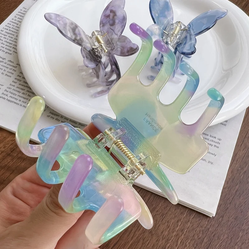 Super Mermaid Color Series~Korean FRANCE Butterfly Hair Grab Clip French Back of Head Disc Hairclip Shark Clip Medium view 3