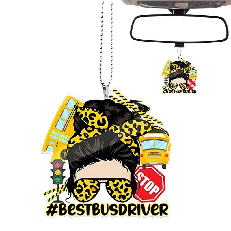 Bus Driver Keychain Acrylic School Bus Driver Pendant Lightweight Portable Hangable Bags Pendant Gifts Decorative For Women Men