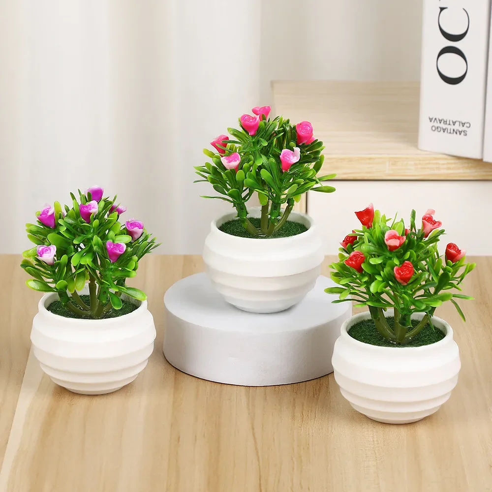 Creative Simulation Potted Plants Gardening Roses Green Plants Small Ornaments Tea Tables Desktop Home Decoration