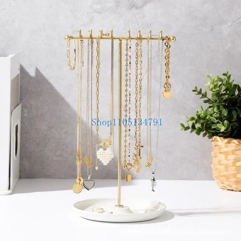 

98km Stylish Sturdy Metal Jewelry Display Tower for Necklace and Bracelet Stand with Earring Holders Hanging Ornament