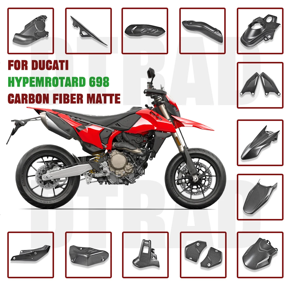 

For DUCATI Hypermotard 698 Mono RVE 2024 2025 Real Carbon Fiber Body & Frame Full Fairing Kits Motorcycle Accessories Modified