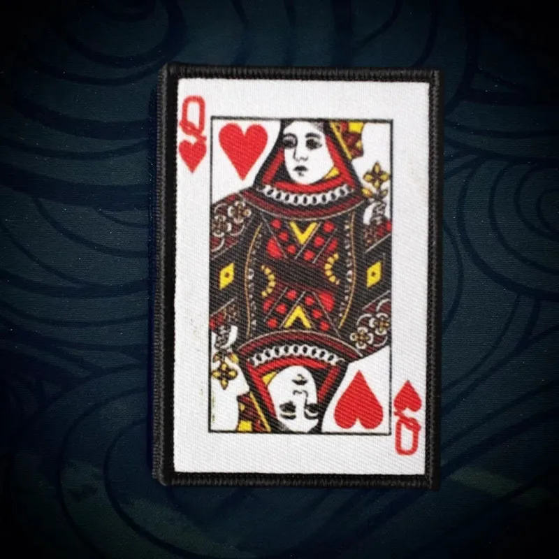 2026 Neuer taktischer Spielkarten-Patch, Queen Moral-Abzeichen, Armbinde, Kleidungs-Patch, mit Klettverschluss