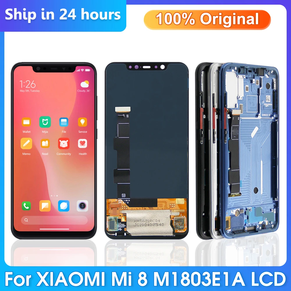 

Super AMOLED For Xiaomi Mi 8 LCD Display For Xiaomi Mi8 Touch Screen Digitizer Screen Repair with Frame M1803E1A ScreenReplace