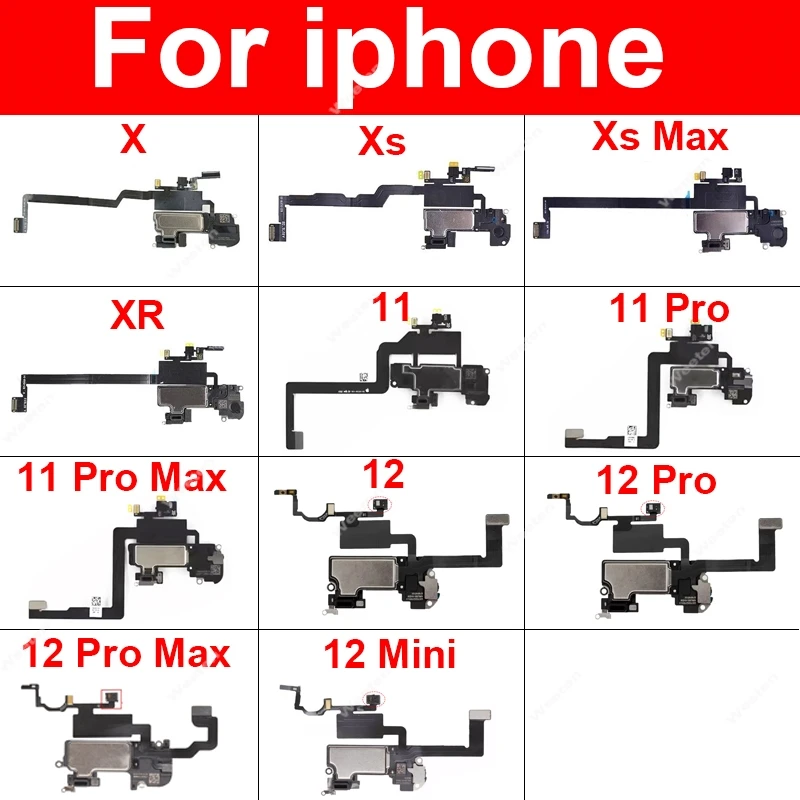 

For iPhone X XR XS Max 11 12 Pro Max 12Mini Front Proximity Light Sensor Flex Cable With Earpiece Speaker Light Sensor Flex