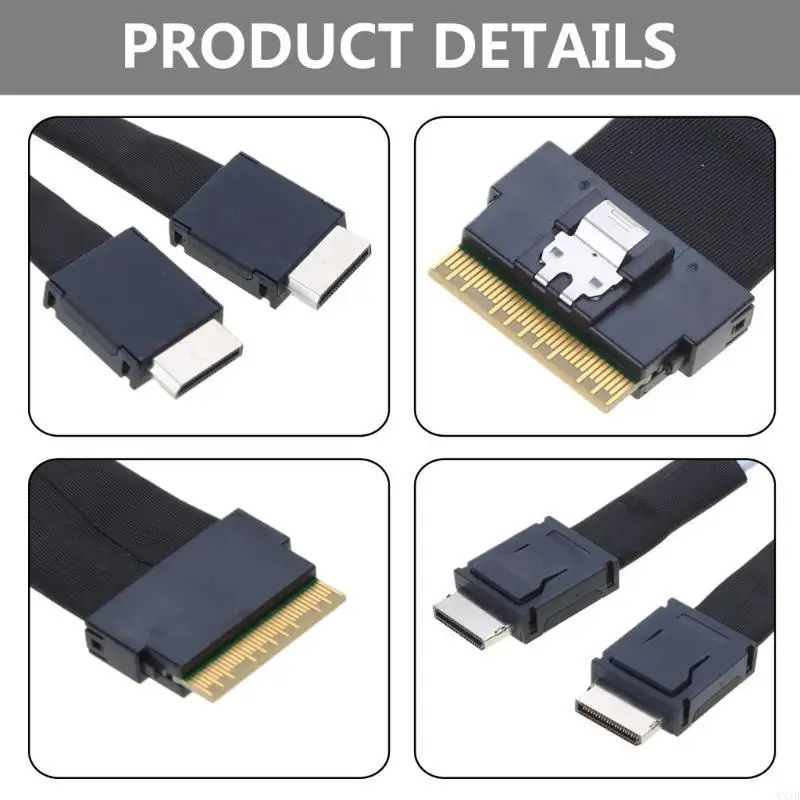 50cm Cable SFF-8654 8X to Oculink SFF-8611 4X for SlimSAS 8X to 2xOCulink 4X 