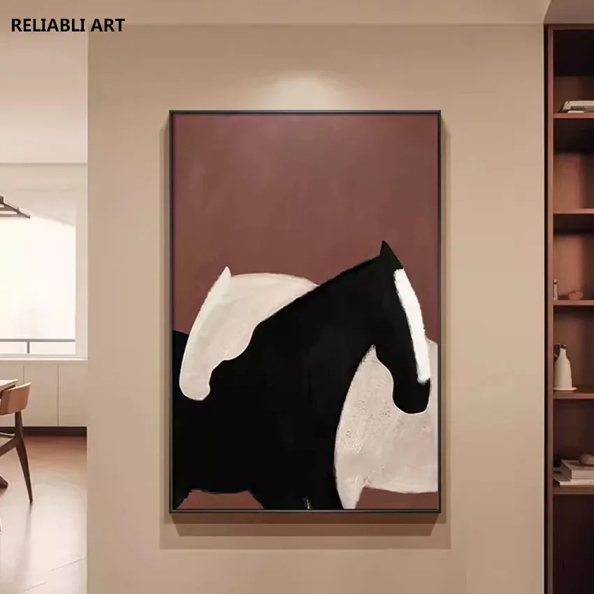 Abstract Black And White Horse On Canvas,Posters,Modern Print Animal Picture,  Frameless Artwork, Home Decor Painting Cuadros