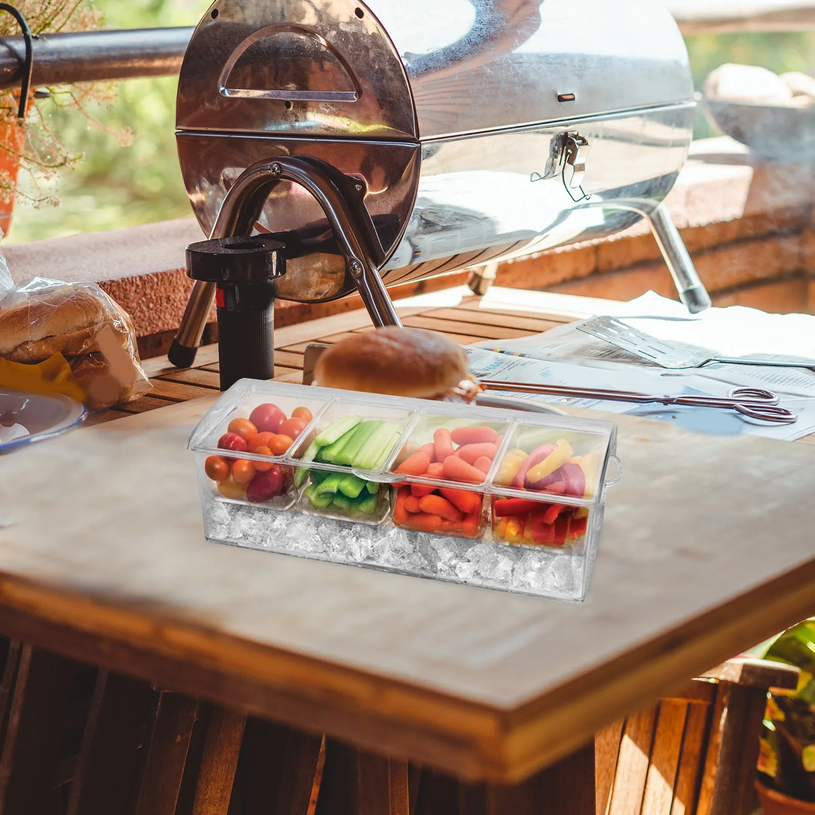 

1Set Shockresistant 4compartment Fruit Box Lid Clips Spoons Fresh Organizer Fridge Storage Containers Kitchen Supplies