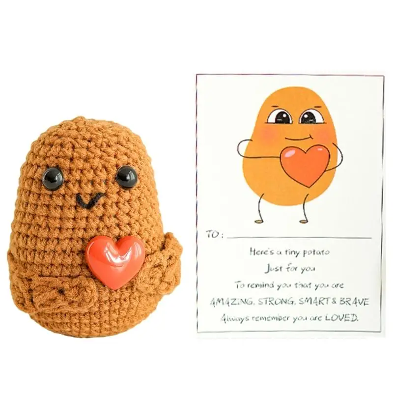 Comfortable Love Knitted Potato Toy Positive Affirmation Card for Encouragement