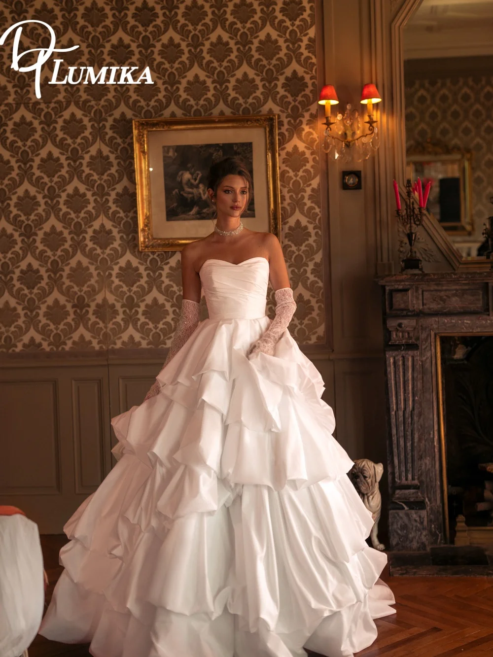 

Stylish Strapless Voluminous Wedding Dress 2026 Romantic Layered Bridal Gown Fashion Ball Gown Floor-Length Bridal Dress Robe De