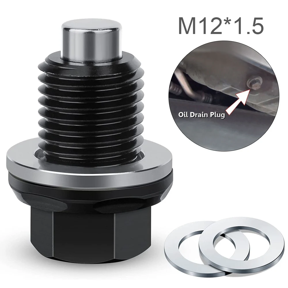 M12 x 1.5 Aluminum Magnetic Oil Drain Plug Fit for BMW / Benz with Crush Washer Gasket