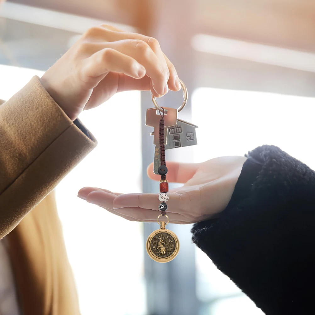 

1 шт. Кулон-кролик по китайскому зодиаку, винтажный монетный шарм для брелока, декора дома, подарка, талисмана удачи, фэн-шуй украшения