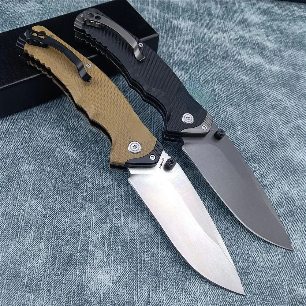 Tactical Knife Fast Opening Tan / Black G10 Handle Folding Knife Camping EDC Hunting Tool Self Defense Survival Combat Knife