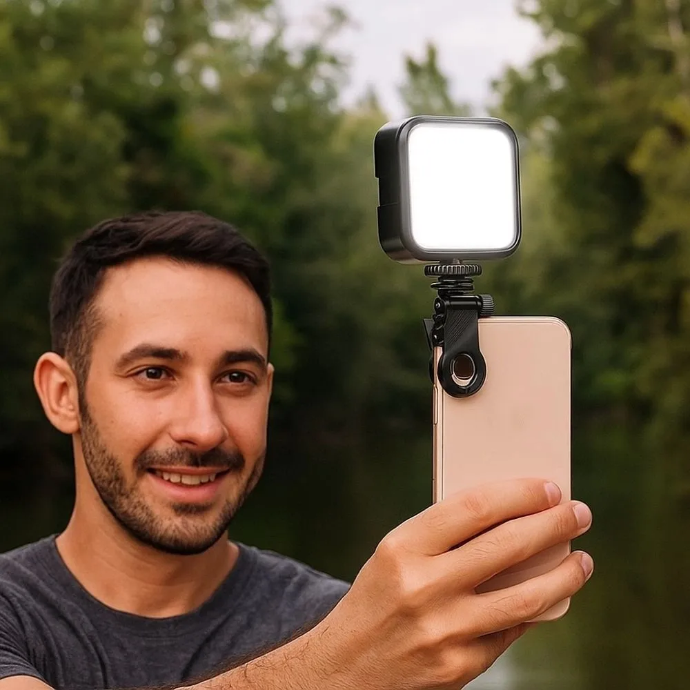 

Portable Selfie Fill Light RGB Three-color Adjustable Photography Lighting with Clamp Handheld Phone Fill Light Live Streaming
