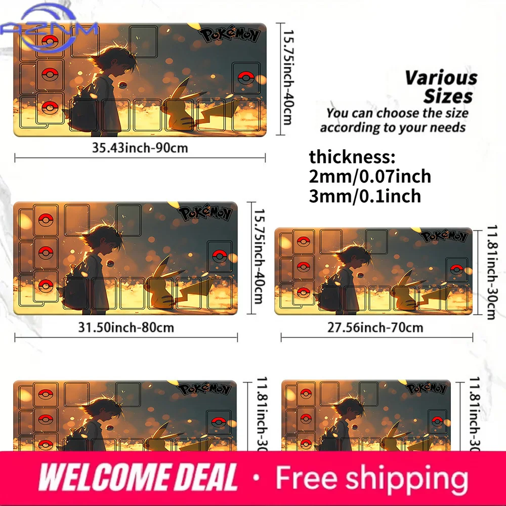 

Sunset Glow Ash And Pikachu Pokemon TCG Playmat Large Non-Slip Extended Gaming Mouse Pad Desk Mat