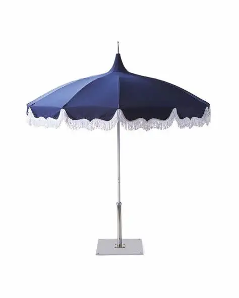 Modern Luxury 16-Bone Polyester Beach Sunshade Pagoda-Shaped Manual Non-handle Sun Umbrella 140cm European Wind Design Courtyard