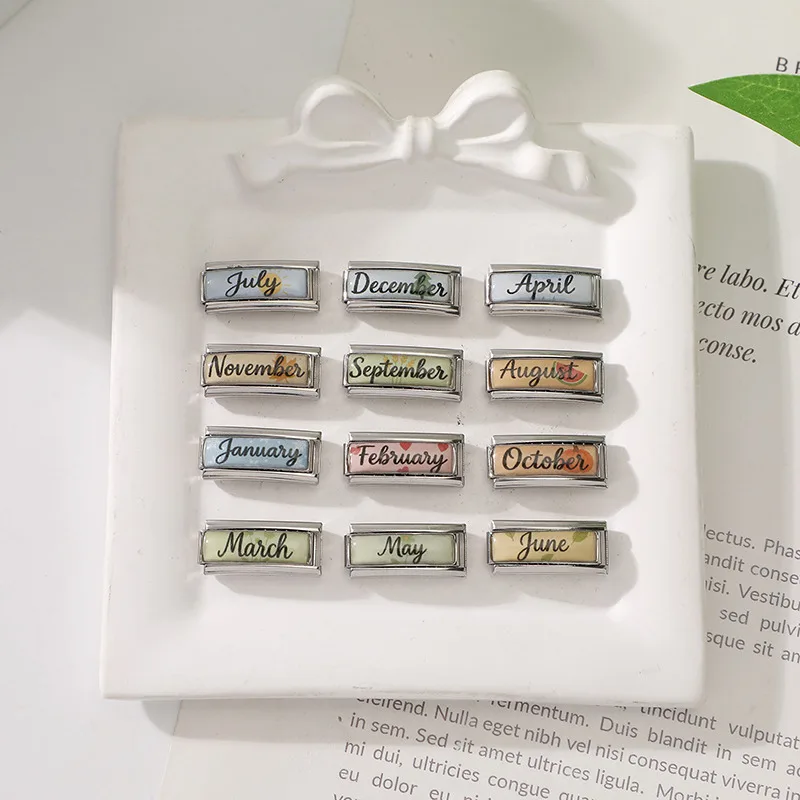 الموضة 12 شهر مارس أبريل يوليو مايو فراشة القلب الإيطالية سحر الروابط صالح 9 مللي متر الفولاذ المقاوم للصدأ سوار مجوهرات DIY بها بنفسك صنع #2