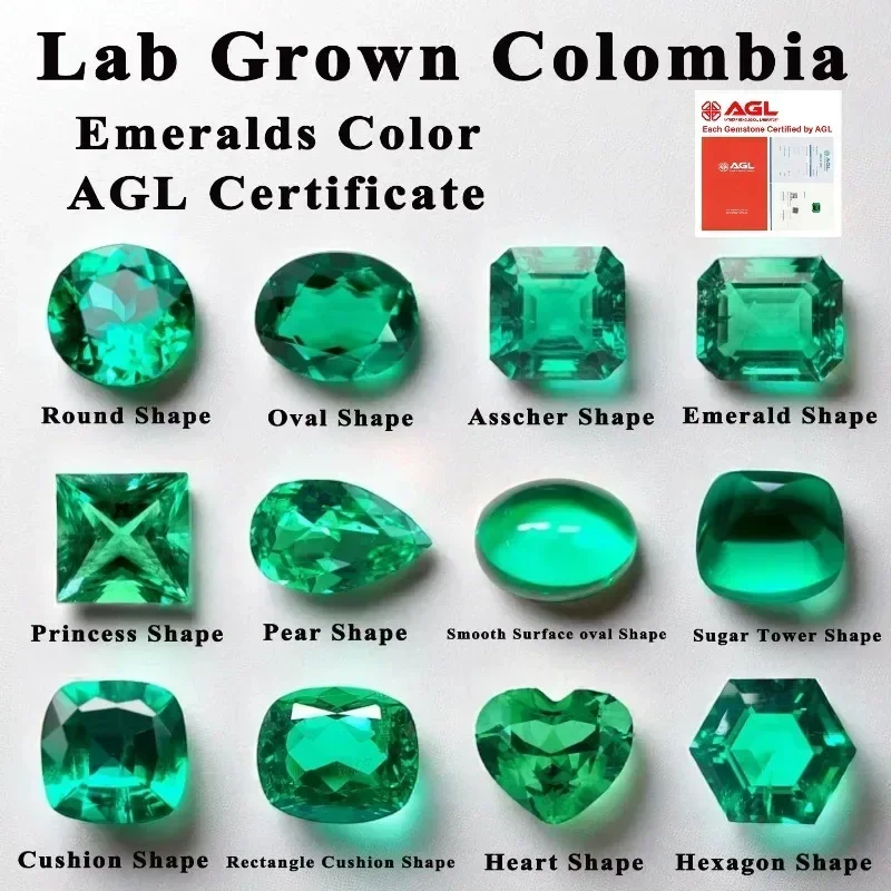 مختبر جديد نمت كولومبيا أحجار كريمة من الزمرد DIY بها بنفسك صنع المجوهرات ترصيع خواتم قلادة أقراط المواد مع شهادة AGL #3