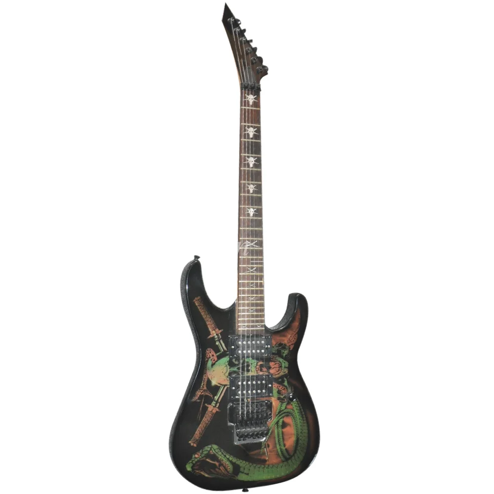 Flyoung 6 Strings Black Floyd Electric Guitar with Special Sticker Rosewood Fretboard 24 Frets