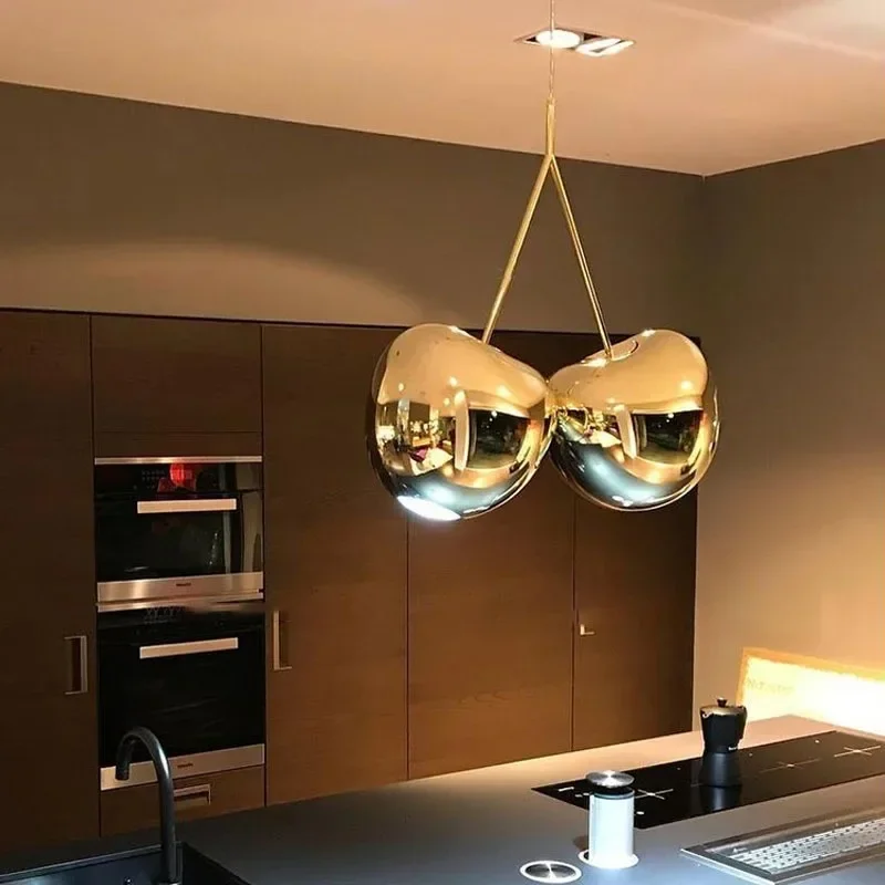 Led Bar Counter Restaurant Decoration Window Pendant Light Italian Personalized and Creative Cherry Shaped Pendant Lamp