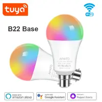 Bombilla Inteligente WiFi TUYA con Base B22 para Reino Unido, Lámparas Bluetooth LED RGB, Luz Inteligente de 220V, Control por Voz con Alexa y Google Assistant, Temporizador, Control por Aplicación, Función de Grupo