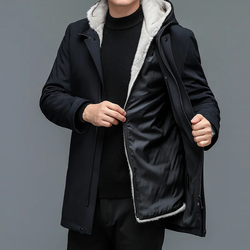 

2024 winter liner detachable coat men's High quality thicken trench coat,casual hoooded jackets men,Men's Clothing Windbreakers