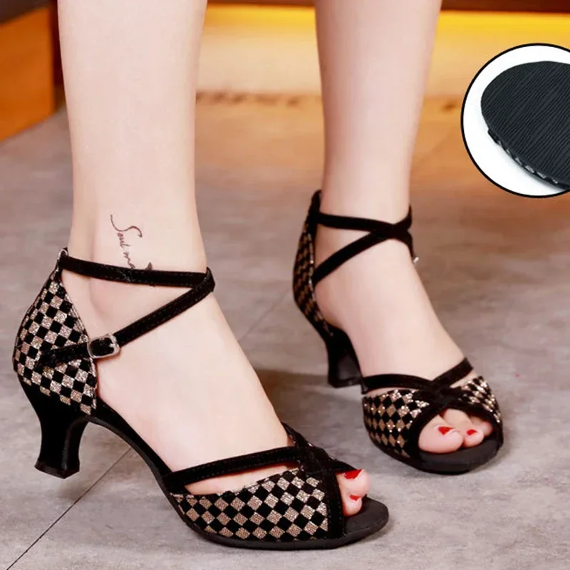 ソフトソールのレディースハイヒールダンスシューズ,ラテンタンゴボールルーム,サルサダンス