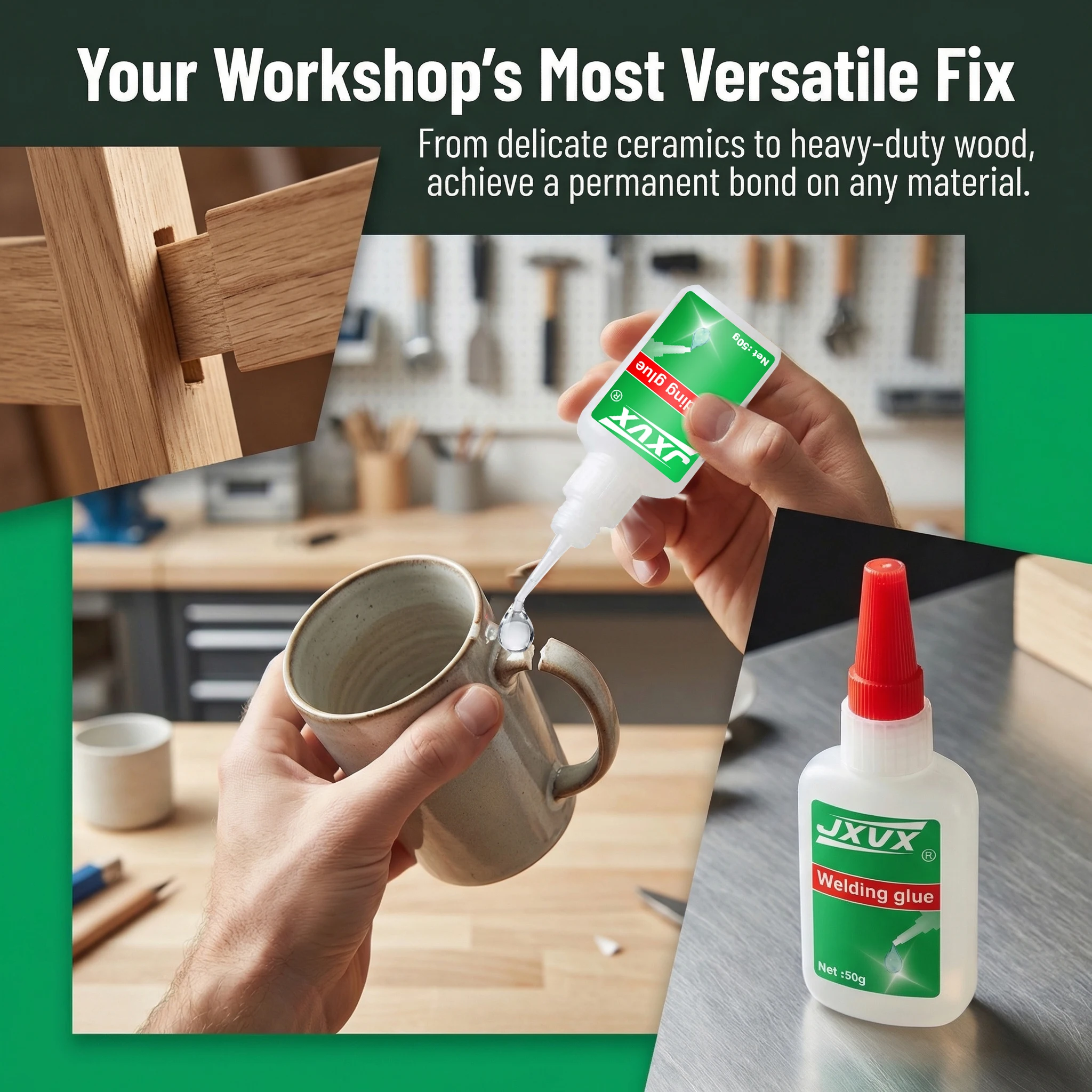 Jxvx 8Pcs 20G/50G Super Welding Glue, High Strength Universal Adhesive Glue for Plastic, Wood, Ceramics, Metal Welding Agent, Transparency Repair Tool