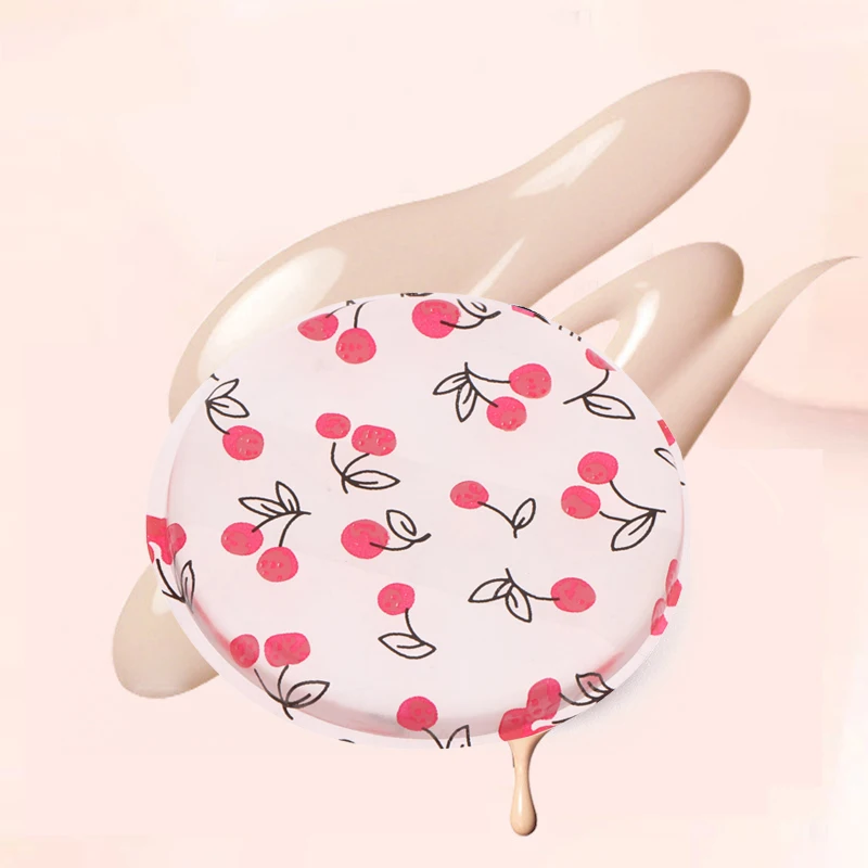 2 個チェリープリントシリコーンゲルパウダーパフスポンジフェイスコンシーラー化粧品なしパウダーファンデーションクリームアクセサリー