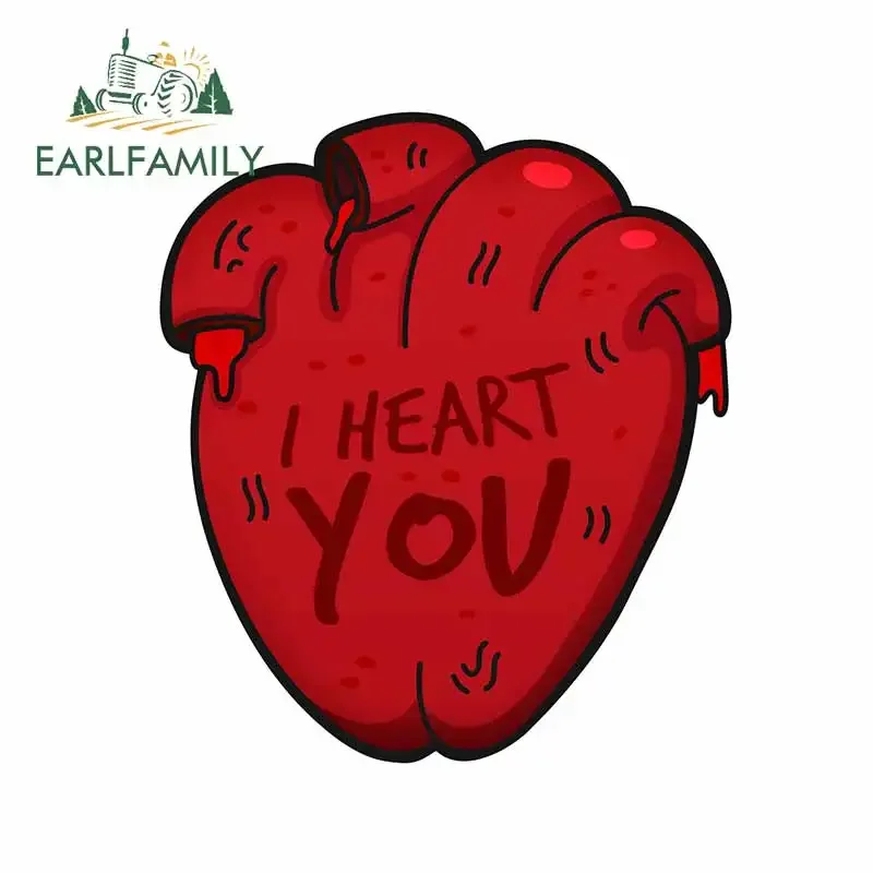 EARLFAMILY 13cm x 11.6cm I Heart You Car Sticker Red Broken Heart Blood Funny Scratch-Proof Decal Waterproof Windshield Graphics