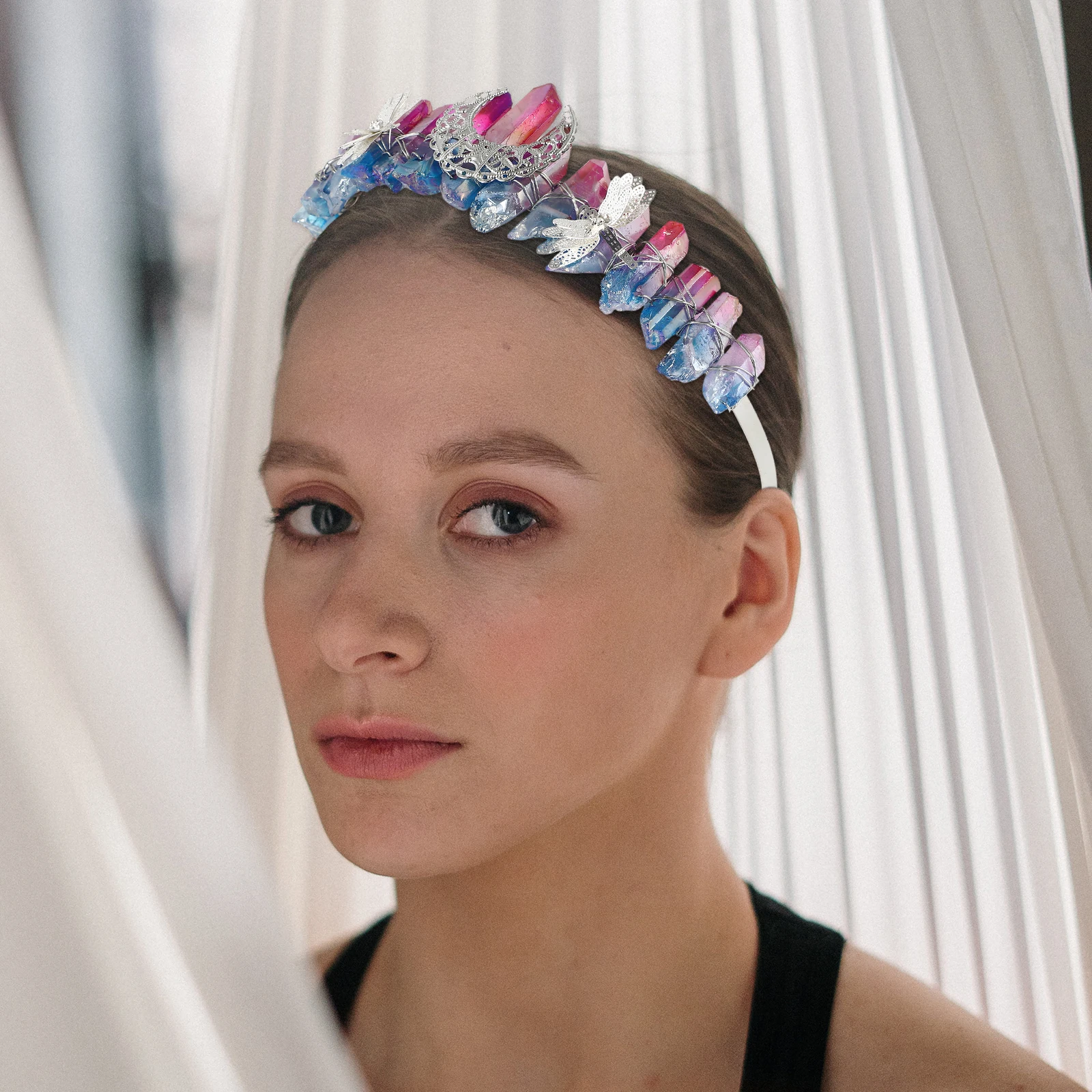 

Crystal Crown Headband Girls Tiara Dragonfly Wedding Accessories Hair Headdress Zinc Alloy Copper Wire Durable Practical Special