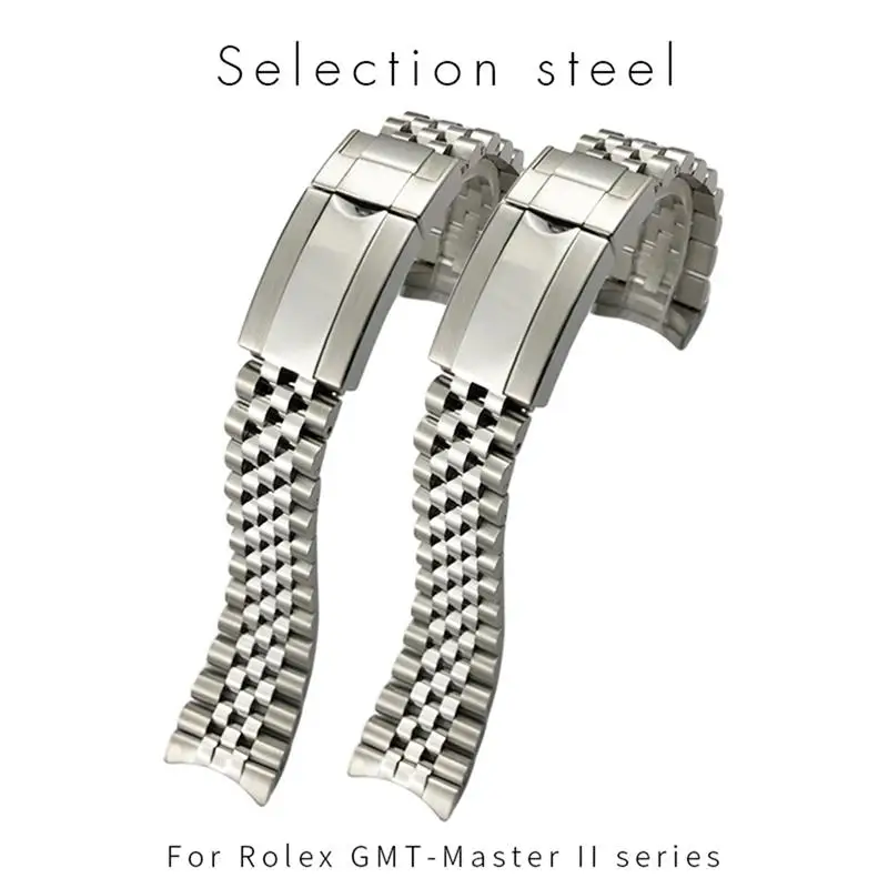 Bracelet de montre en acier inoxydable massif pour Rolex, bracelet Gstuff, bracelet de montre-bracelet Master II, bracelet Jubilee avec fermoir à huître, 20mm, 904L