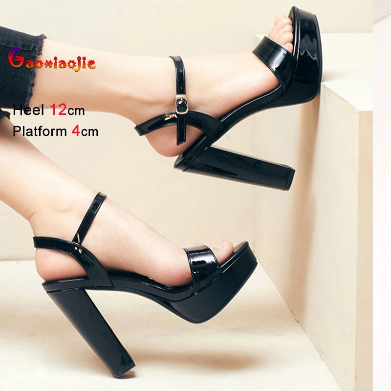 2025 Summer New 12cm High Heels Women's Sandals Waterproof Platform Thick Soled Solid Color Sandals Night Show Ladies Sexy Shoes